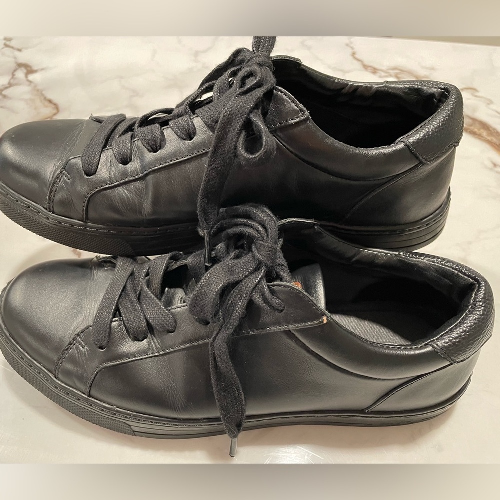 COACH Men's C126 Low-Top Lace Up Leather Sneakers BLACK COLOR  SIZE 8 D